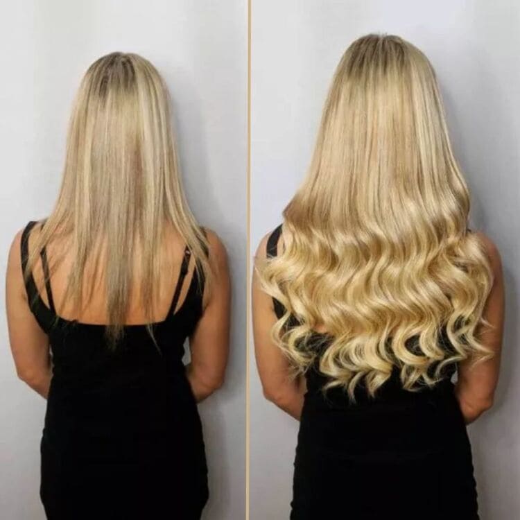 Before and After — 24-inch golden tape-ins