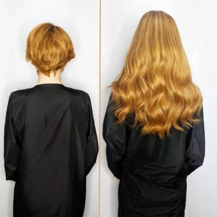 Before and After — 24-inch copper wefts